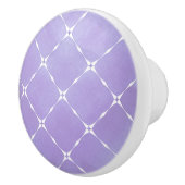 Bouton De Porte En Céramique Elégant Mauve pâle et Carrés blancs (Droite)