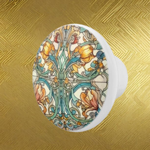 Bouton De Porte En Céramique élégant motif Art nouveau