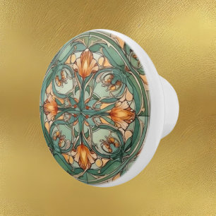 Bouton De Porte En Céramique élégant motif Art nouveau