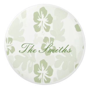 Bouton De Porte En Céramique Élégant Motif d'Hibiscus de l'âge bouché