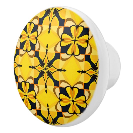 Bouton De Porte En Céramique Élégant motif jaune (Droite)