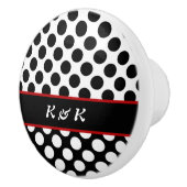 Bouton De Porte En Céramique Élégant nommé Noir Polka Dot Design Drawer Knower (Droite)