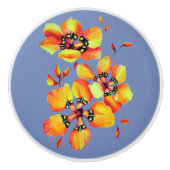 Bouton De Porte En Céramique Elegant Orange Flowers (Devant)