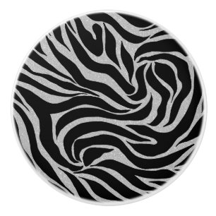 Bouton De Porte En Céramique Elégant Parties scintillant noire Silver Zebra Pos