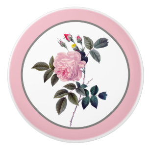Bouton De Porte En Céramique Élégant rose vintage rose floral