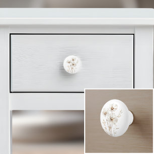 Bouton De Porte En Céramique Élégante ferme de campagne cosmos blanc