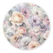 Bouton De Porte En Céramique Élégante floraison Rose (Devant)