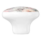 Bouton De Porte En Céramique Élégante floraison Rose (Côté)
