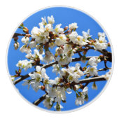 Bouton De Porte En Céramique Élégantes fleurs blanches (Devant)