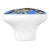 Bouton De Porte En Céramique Élégantes fleurs blanches (Côté)