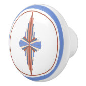 Bouton De Porte En Céramique Éléments Art déco en or rose & bleu (Droite)