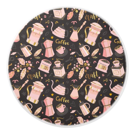 Bouton De Porte En Céramique Éléments café (Devant)