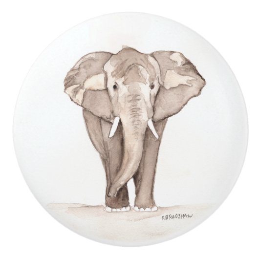 Bouton De Porte En Céramique elephant drawer pull (Devant)