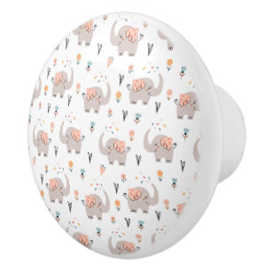 Bouton De Porte En Céramique Eléphants