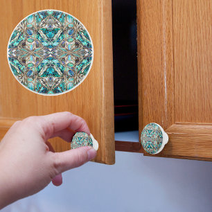 Bouton De Porte En Céramique Ellegant Abalone et Argent