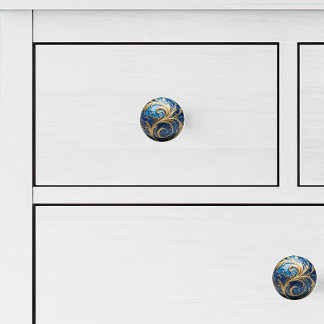 Bouton De Porte En Céramique Émail décoratif or Royal Blue Ornat