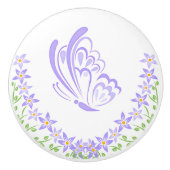 Bouton De Porte En Céramique Embellie papillon violet (Devant)