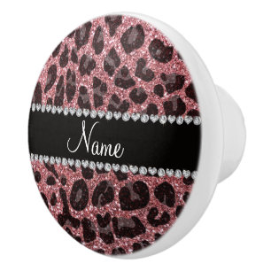 Bouton De Porte En Céramique Empreinte de léopard de parties scintillant rose p
