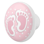 Bouton De Porte En Céramique Empreintes Bébé Rose Cute (Droite)