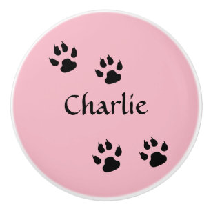 Bouton De Porte En Céramique Empreintes de chien