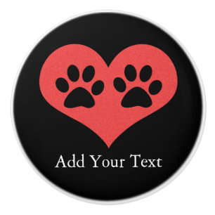 Bouton De Porte En Céramique Empreintes de pattes à mon coeur par Shirley