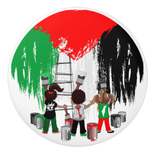 Bouton De Porte En Céramique Enfants de Gaza peignant le drapeau de la Palestin