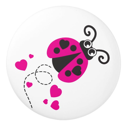 Bouton De Porte En Céramique Enfants rose coccinelle coccinelle coccinelle inse (Devant)