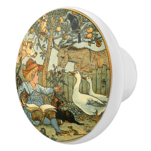 Bouton De Porte En Céramique Enfants vintages et animaux par Walter Crane