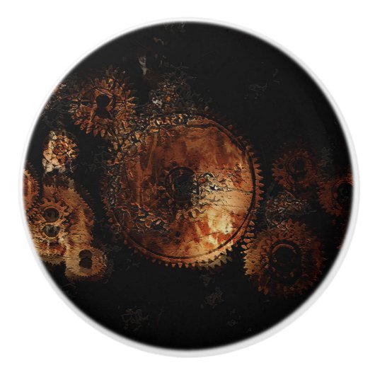 Bouton De Porte En Céramique Engins de machinerie rustique - Engrenages à vapeu (Devant)