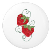 Bouton De Porte En Céramique Épinglette croisée de fraises (Devant)