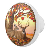 Bouton De Porte En Céramique Érable d'automne du cerf blanc (Droite)