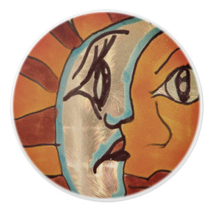 Bouton De Porte En Céramique Esquisse faciale contemporaine