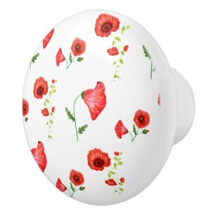 Bouton De Porte En Céramique Été Poppies Knob