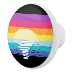 Bouton De Porte En Céramique Été Sunset Ceramic Knob (Black Multi)