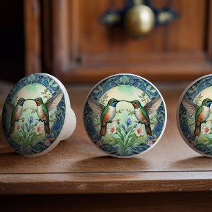 Bouton De Porte En Céramique Ethereal Hummingbird Dance Ceramic Knoth Pull