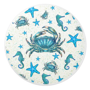Bouton De Porte En Céramique Étincelle moderne d'hippocampe d'étoiles de mer de