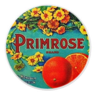 Bouton De Porte En Céramique étiquette de publicité de fruit orange vintage sar