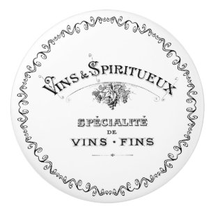 Bouton De Porte En Céramique Étiquette vintage fleuri de vin français et de