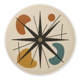 Bouton De Porte En Céramique Étoile éclatée moderne du milieu du siècle