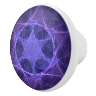 Bouton De Porte En Céramique Étoile Violette Fractée De David