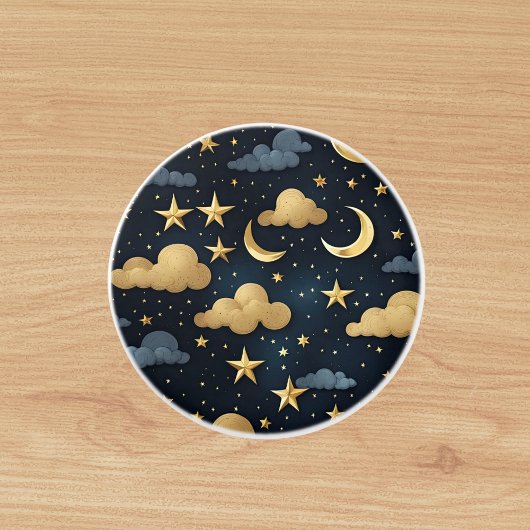 Bouton De Porte En Céramique étoiles de lune motif bleu
