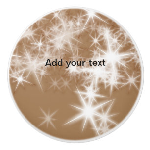 Bouton De Porte En Céramique Étoiles scintillantes de paillettes marron simples