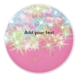 Bouton De Porte En Céramique Étoiles scintillantes roses rouges simples ajoutez