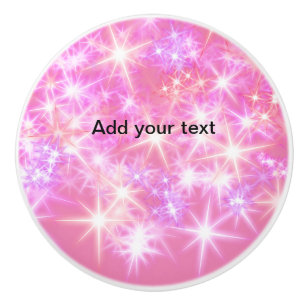 Bouton De Porte En Céramique Étoiles scintillantes roses rouges simples ajoutez