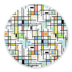 Bouton De Porte En Céramique Étoiles sur un arrière - plan à damiers.