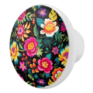 Bouton De Porte En Céramique Extravaganza Florale Fiesta