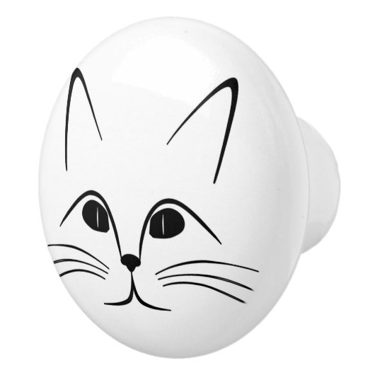 BOUTON DE PORTE EN CÉRAMIQUE FACE CAT (Droite)