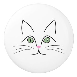 Bouton De Porte En Céramique Face de chat