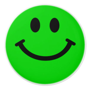 Bouton De Porte En Céramique Face verte et heureuse