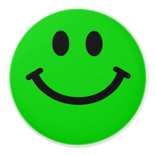 Bouton De Porte En Céramique Face verte et heureuse (Devant)